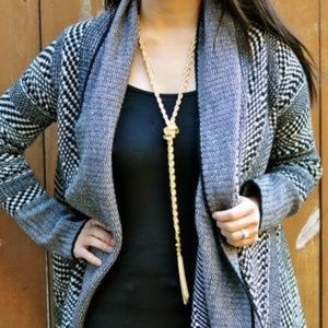 L Gold Chain Tassel Silver Necklace